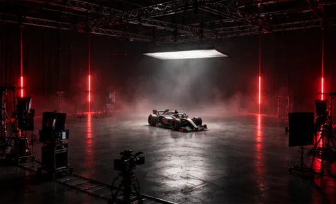 Wide view of the studio with camera dolly