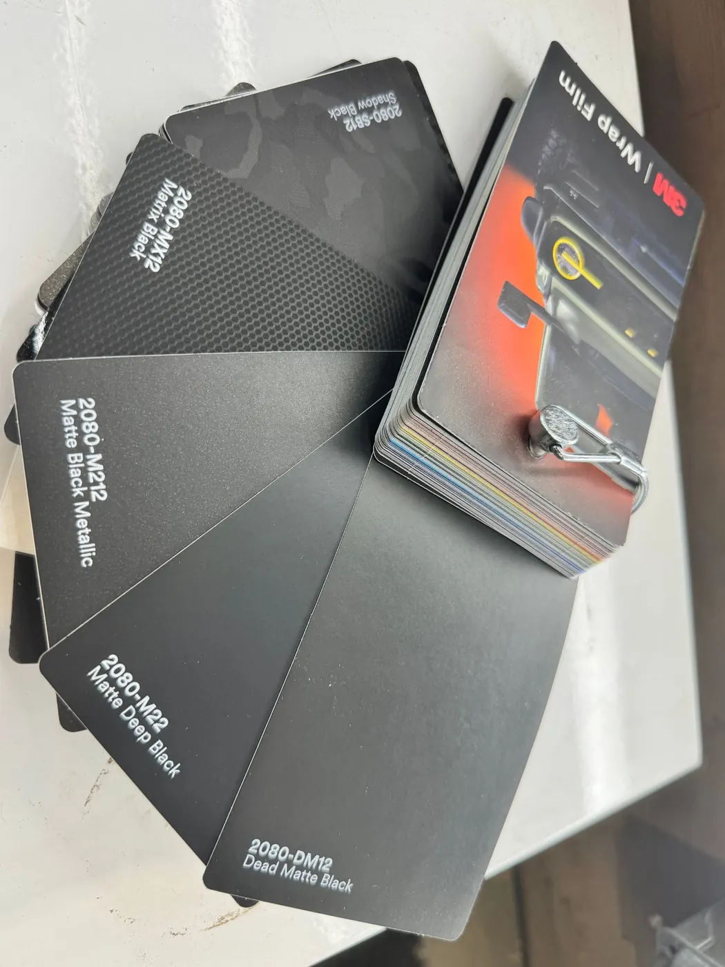3M 2080 swatches including Dead Matte Black and Matte Deep Black